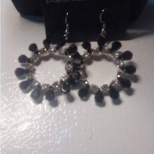 Elegant Black and Silver Hoop Earrings